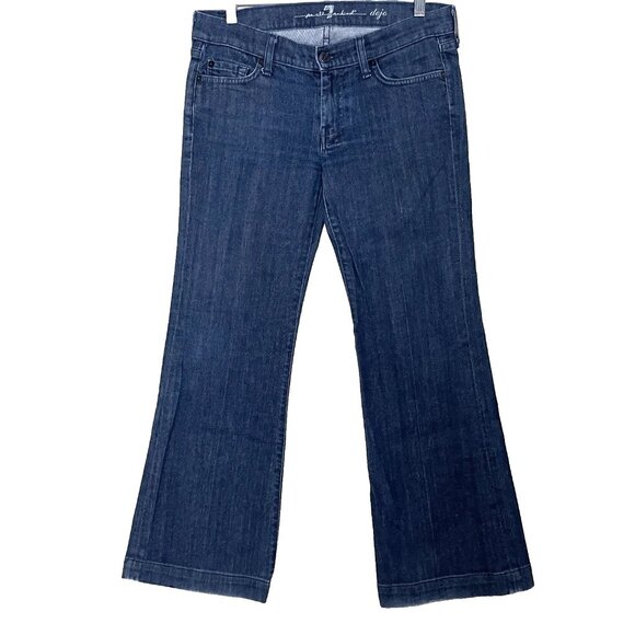 7 For All Mankind Dojo Wide Leg Flare Jeans Size 29 Vintage Y2K Lattice Pockets - Picture 3 of 16